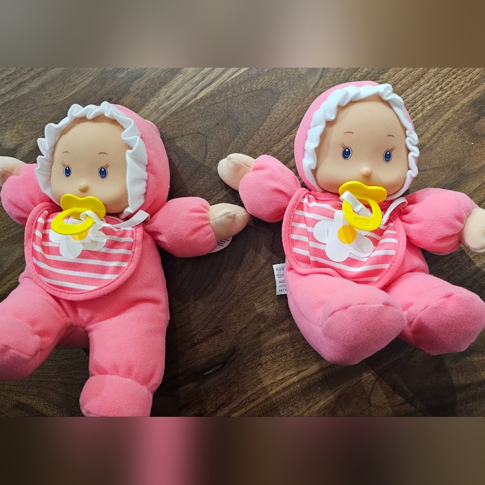 Set of 2 sweet plush baby dolls with pacifier New With Tags